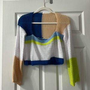 Patched knit crop top